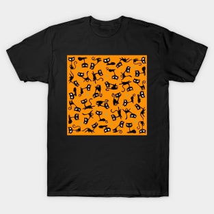 Retro Sassy Tiki Cats with Sparkles (tangerine version) T-Shirt